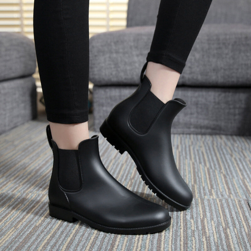 Comemore Нескользящие водонепроницаемые женские резиновые ботинки для девочек новые модные женские ботинки челси короткие резиновые сапоги 43