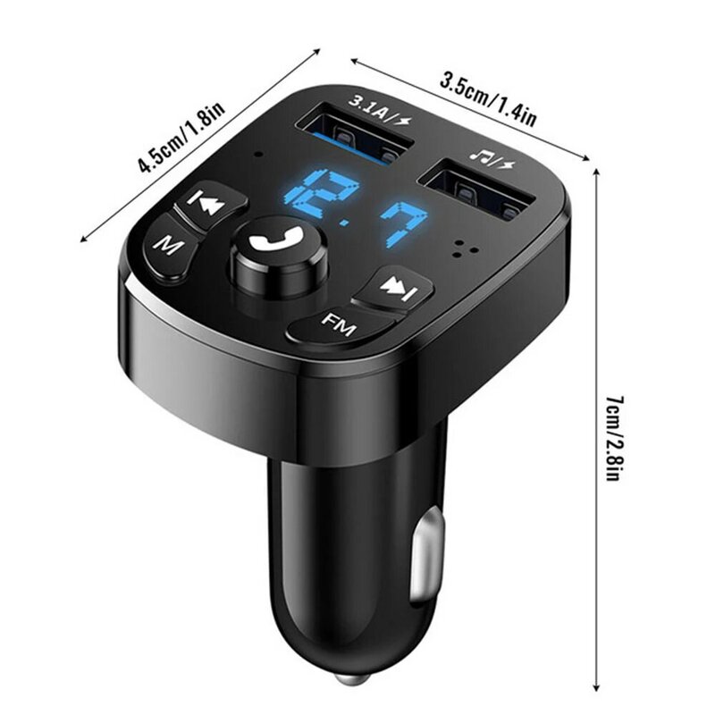 Автомобильный Bluetooth-адаптер 12 В, FM-передатчик с быстрой зарядкой, комплект громкой связи, аудиоресивер, автомобильный аксессуар для телефона и музыки, USB