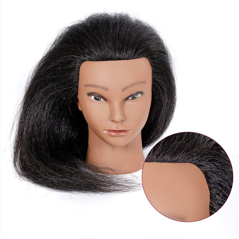 여성용 아프리카 마네킹 머리, 100% 실제 머리, 스타일링 브레이딩 전문 아프로 훈련 미용 헤어 아트 헤드 스탠드