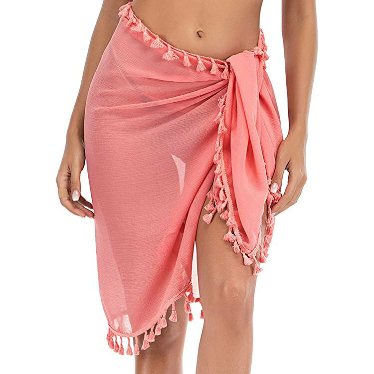 Strand Rok Vrouwen Een Stuk Onregelmatige Multifunctionele Sjaal Bikini Blouse Fringe Splicing Seaside Vakantie Zon Bescherming navy