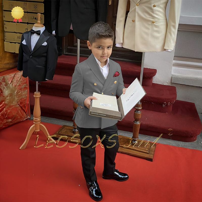 Conjunto de traje y pantalones de doble botonadura para niño, adecuado para edades de 3 a 16 años, abrigo de cola personalizado para ropa de Formalwear de boda
