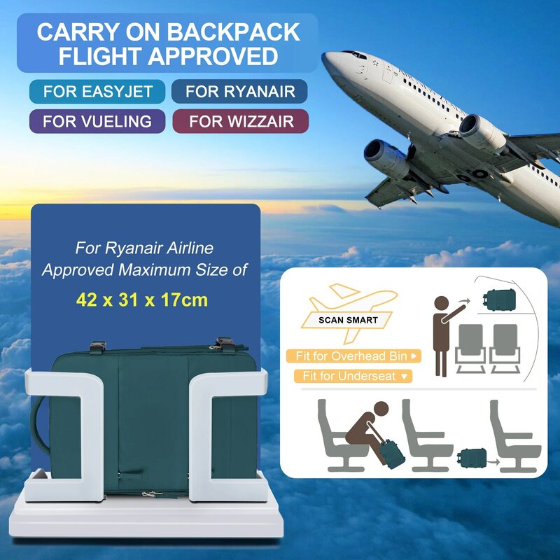 VEKROS-Sac à dos de voyage grande capacité, sac à main pour ordinateur portable pour femmes, sac de cabine de vol d'affaires étanche pour hommes