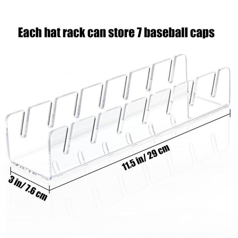 Baseball Cap Display Rack, Durável, Claro, Acrílico Hat Holder, Home Closet Storage Organization, Lojas Decoração, 7 Buracos