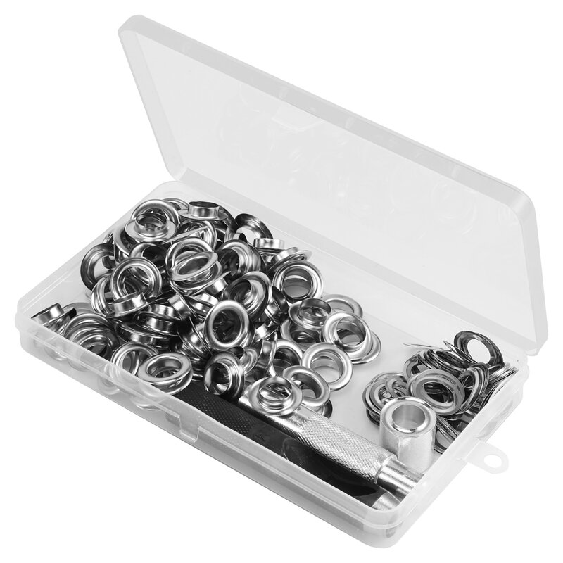 NEW-120 Sets Grommet Eyelets Tool Kit, Grommet Kit 1/2 Inch Eyelets With Tools And Storage Box