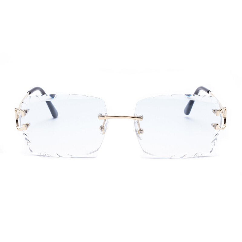 Ruiao Luxury high quality rimless diamond cut nylon lens UV400 occhiali da sole fashion square metal legs occhiali per uomo donna