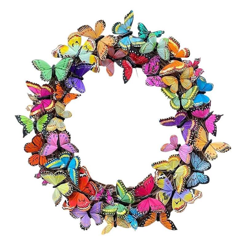 Easter Simulation Butterfly Real Vine Wreath Spring Decoration Hotel Restaurant Door Wall Hanging Nursery Decor Wall Decor