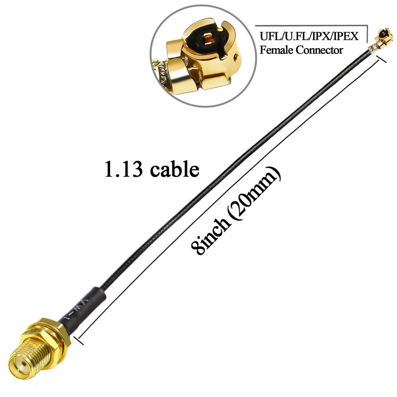 Cable hembra SMA IPX 1,13 a UFL/U.FL/IPX/IPEX, Cable de baja pérdida IPX a SMA Pigtail, Cable de extensión de antena WiFi