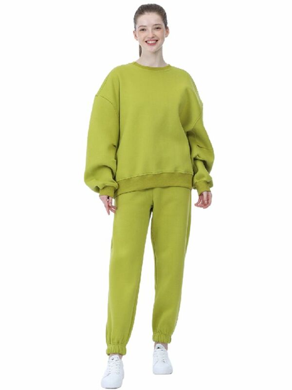 Inverno feminino camisola com capuz de duas peças define fleecetracksuit calças de grandes dimensões terno 2022 outono feminino casual sólido outfits