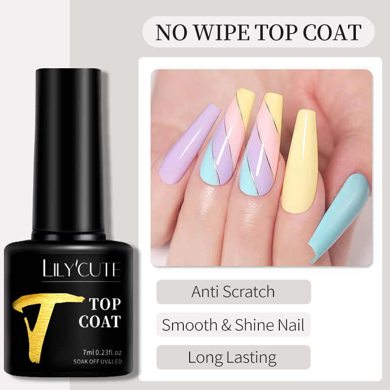 Lilycute 7Ml Base Gel Nagellak Heldere Kleur Semi Permanente Losweken Uv Led Voor Manicure Verbeterde Nail Art geen Vegen Top Jas