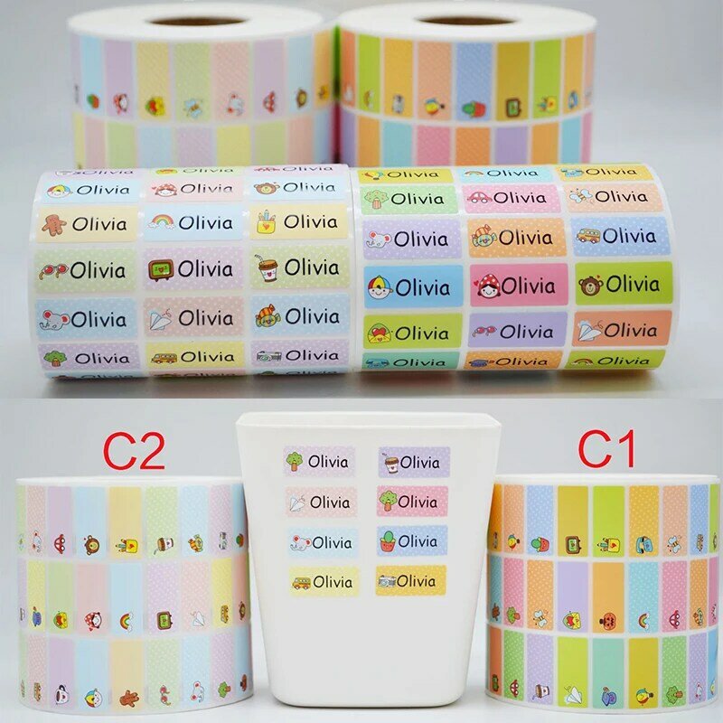 120 pezzi personalizza adesivi con nome etichette personalizzate impermeabili cancelleria per bambini modelli di varietà etichette per animali per bambini
