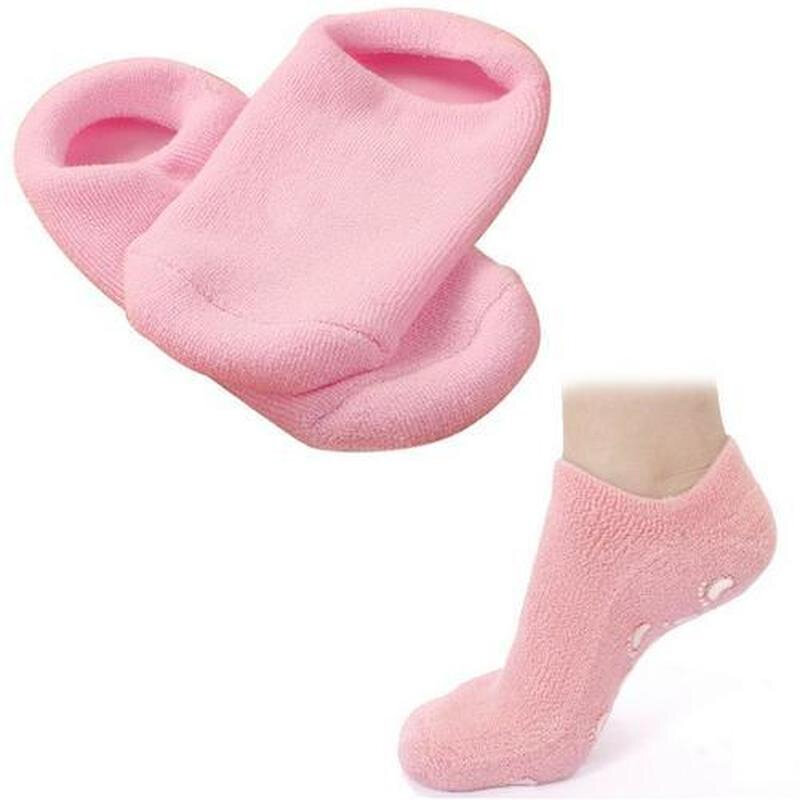 Chaussettes et gants réutilisables en silicone pour soins des pieds, chaussettes de spa en gel, hydratantes, blanchissantes, extensibles, velours lisse, beauté des mains, 1 paire