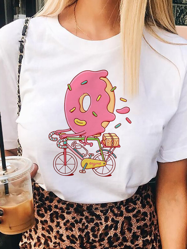 Women Donut T shirt Lovely Clothing Lady Short Sleeve Casual Cartoon Fashion Clothes Print Tee Top Tshirt Female Graphic T-shirt