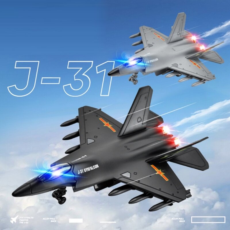 Diecast Jet Mekanisme Pullback Mainan Pesawat Jet untuk Anak Laki-laki Pembom Angkatan Udara Logam Tarik Kembali Pesawat