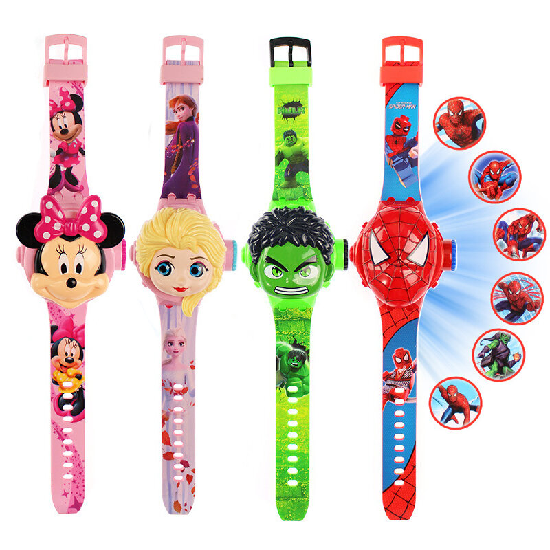 Disney-relojes digitales para niños, relojes de pulsera con proyección de superhéroes, princesa Elsa y Minnie, regalo, Dropshipping