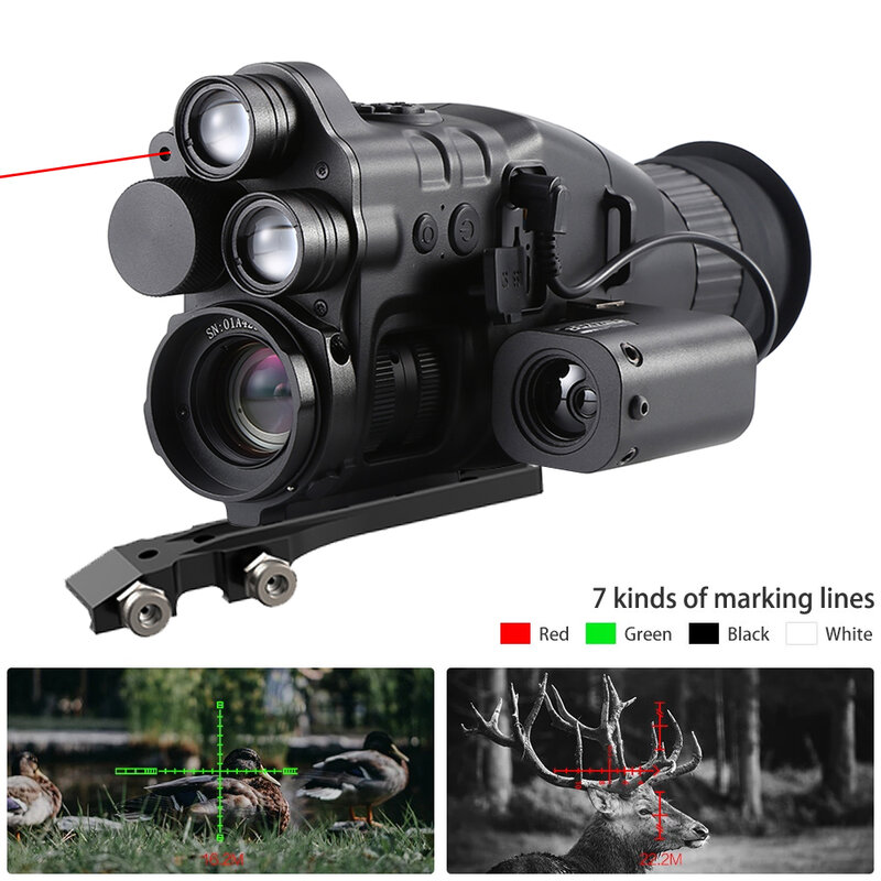 Henbaker-CY789 야간 투시경 스코프, 24x 적외선 야간 투시경 라이플 스코프 카메라 와이파이 앱 사냥 야간 단안경 레드 레이저