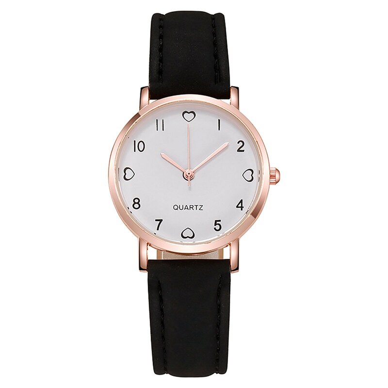 Relógio de quartzo com mostrador digital feminino, pulseira de couro, pulseira de couro, presente, adequado para mulheres e meninas