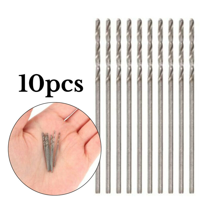 10pcs 1.0mm Spiral Drill Bit End Mill Straight Shank HSS Drilling Diameter For Repair Home Wood Drilling Grinding Power Tools