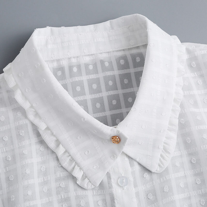 Z koreańskiej bawełny z imitacją kołnierzyka dla koszula damska odpinany kołnierz pół koszula bluzka biały fałszywy kołnierz Top dla kobiet sweter wystrój