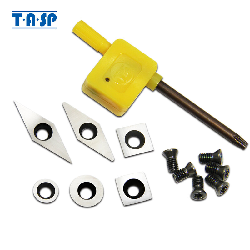 TASP - Juego de insertos de carburo, cortador de repuesto para herramientas de torneado de madera