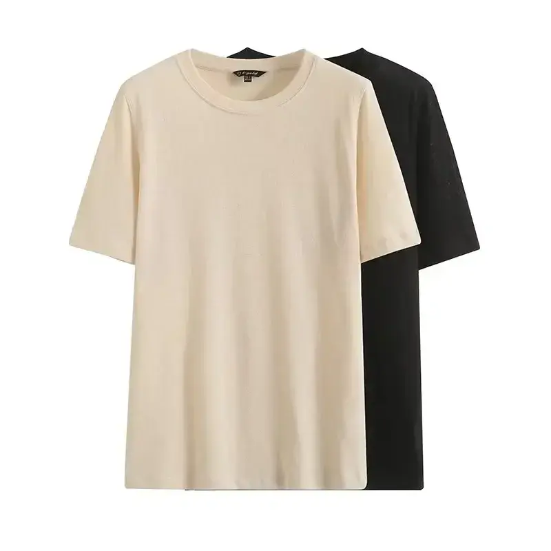 Женская Повседневная футболка с коротким рукавом и круглым вырезом, однотонная