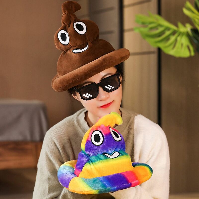 Sombrero de peluche para Cosplay, muñeco de peluche suave, Poo marrón, colorido