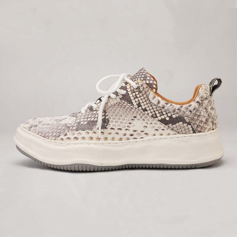 KEXIMA-zapatos de piel de pitón para hombre, zapatillas masculinas de piel de serpiente, calzado de ocio con movimiento, color blanco, 2022