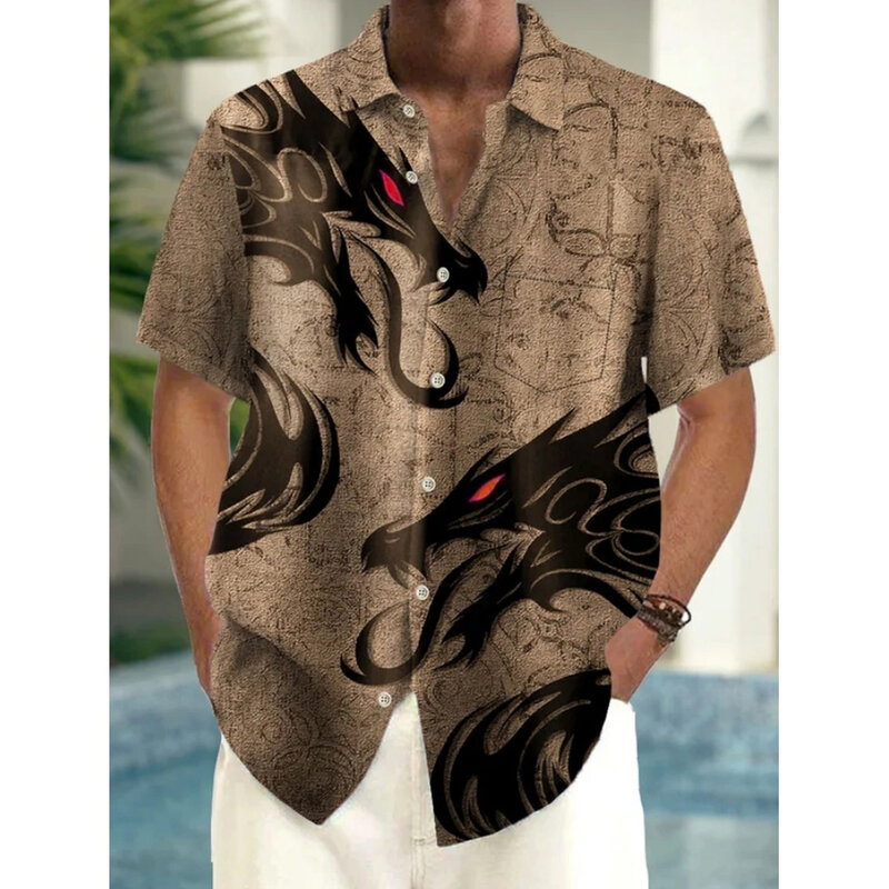 Camisa hawaiana informal para hombre, camisa de manga corta con estampado 3d, ropa transpirable, Verano