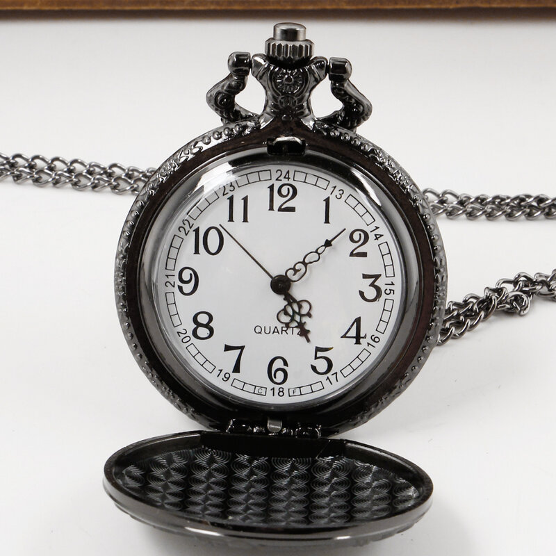 Steampunk leśny wilk naszyjnik kwarcowy zegarki z cyframi arabskimi tarcza Full Hunter antyczny łańcuch zegar reloj de bolsillo