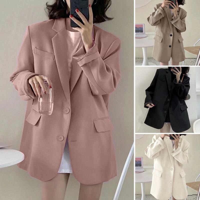 Popular Casual Blazer Long Sleeve Fall Winter Pure Color Lapel Suit Coat Blazer Regular Length Suit Jacket for Daily Life