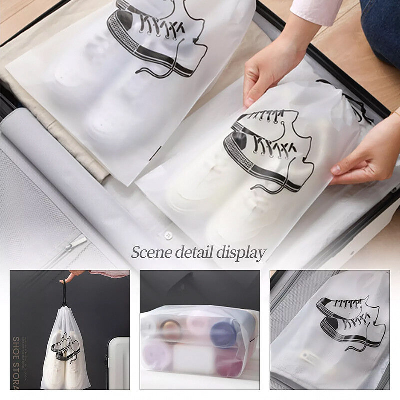 5/10PCS Shoes Storage Bags Travel Portable Clothes Waterproof Transparent Drawstring Pouch Frosted Dust-Proof Hanging Organizer