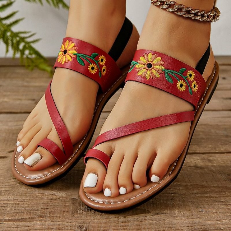 Sandalias planas de Color liso para mujer, zapatillas de punta abierta para exteriores, chanclas informales para playa, zapatos de talla grande 35-43, moda de verano