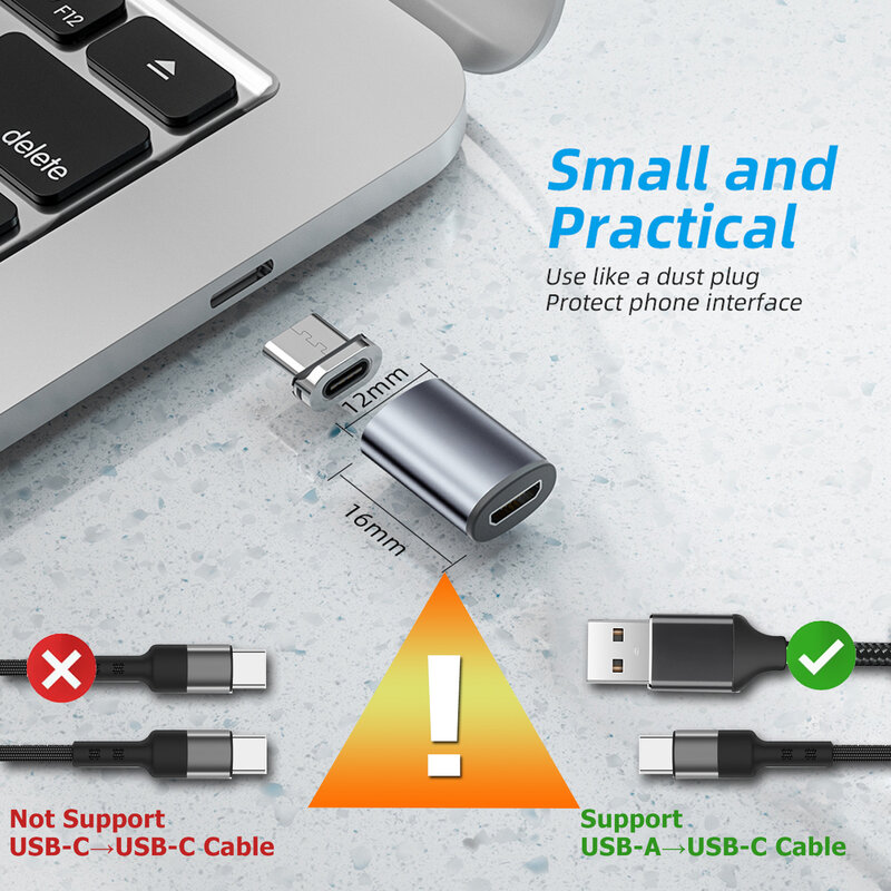 Adaptador magnético de conversión Micro USB tipo C, Cable USB, Conector de cargador magnético Usbc, convertidor de carga 3 en 1 para iPhone y Samsung
