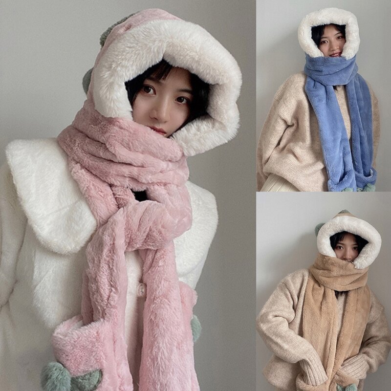 Chapéu inverno cachecol luvas conjunto para criança macio imitação pele bombardeiro chapéus inverno feminino menina