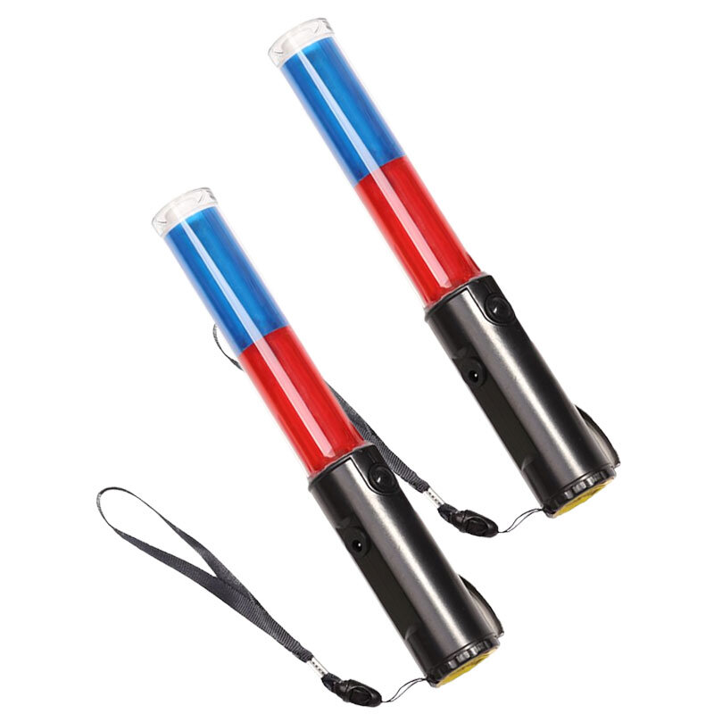 LED 지휘등 안전 경찰 교통 지팡이, 3 가지 모드 제어, 빨간색 파란색 LED 깜박이 경고등, 콘서트 글로우 스틱