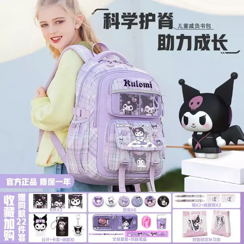 Sanrio tas punggung sekolah anak, ransel pelindung tulang belakang kartun, pengurang beban kapasitas besar, tas sekolah pelajar Coolomi baru