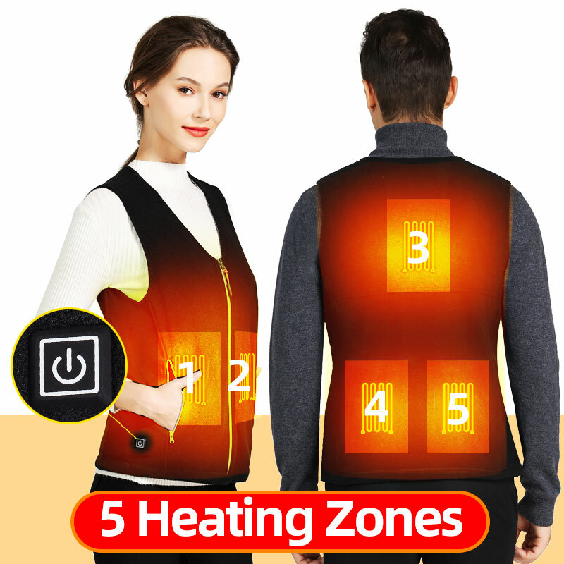 Chaleco calefactado por Usb para hombres y mujeres, chaqueta calefactora eléctrica de lana recargable, ropa térmica