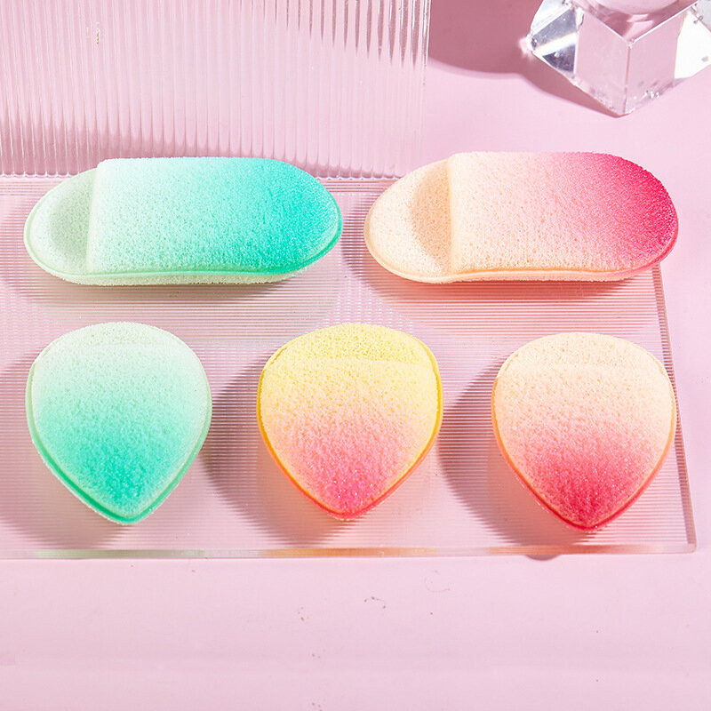 1Pc New Gradient Color Coarse Hole Makeup Removal Sponge Rubbing Face Towel Glove Type Portable Cleansing Makeup Removal Tool