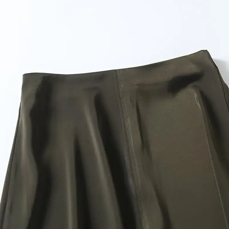 Falda ancha de satén de alta calidad para Mujer, falda elegante con cremallera, estilo Retro, a la moda, 2024