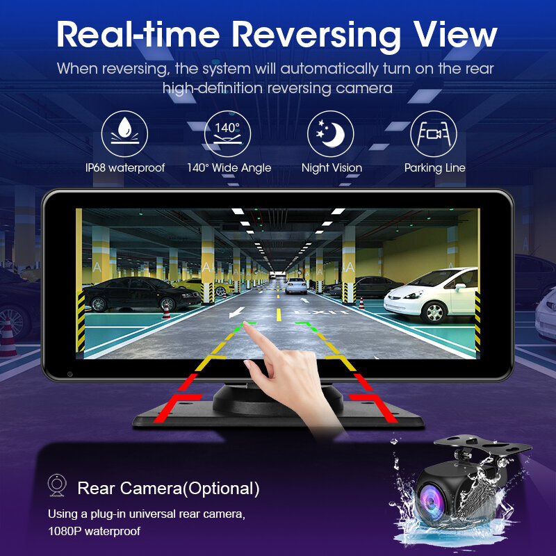 JMCQ-Monitor inteligente para coche, dispositivo con pantalla inalámbrica, Carplay, Android, IPS de 6,86 pulgadas, Bluetooth 5,1, transmisión FM, AUX