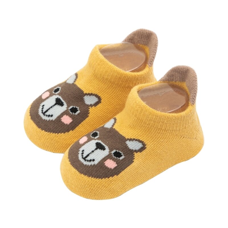 Chaussettes antidérapantes à semelles en caoutchouc pour bébé, chaussettes respirantes en coton dessin animé, chaussures