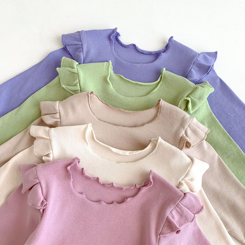 Baby Baby Meisjes Lange Mouw Effen Kleur T-Shirt + Broek Kinderen Pak Pasgeboren Kinderen Baby Pyjama Kleding Sets