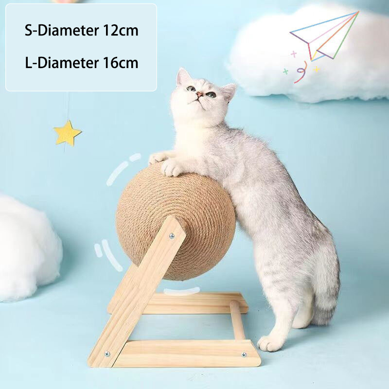 Natural Sisal Cat Scratcher Ball Wear-resistant Cat Tree Toy Solid Wood Cat Paw Grinding Board Kitten Toys Cat Tower
