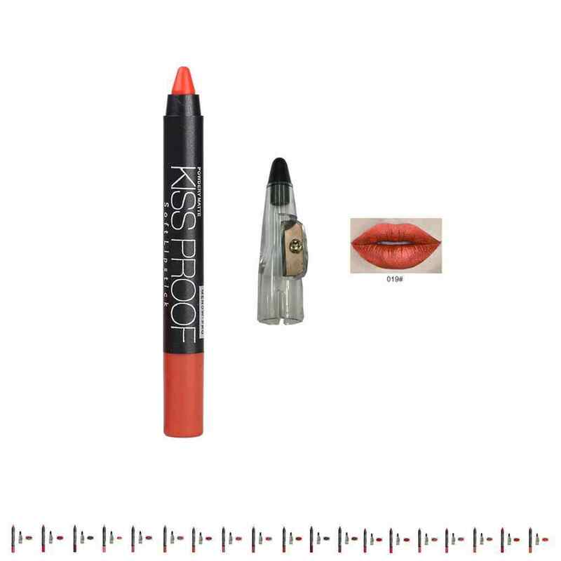 Velvet Matte Lipstick Lápis com Sharpener, Lip Kit, Pigmentos, Nu, Sexy, Maquiagem