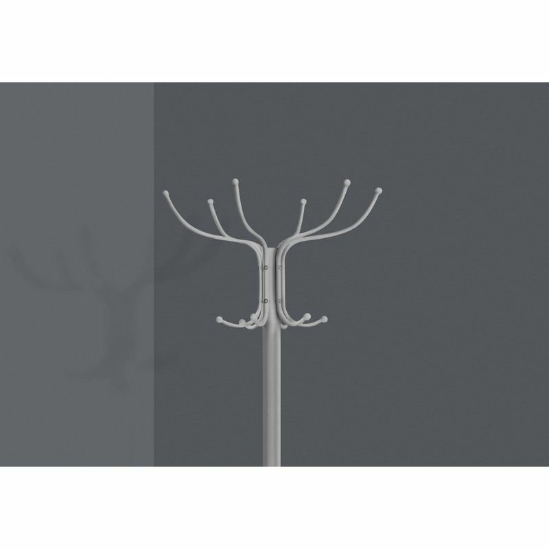 Wyrafinowany wieszak na kurtki z stojak na parasole w eleganckim srebrze