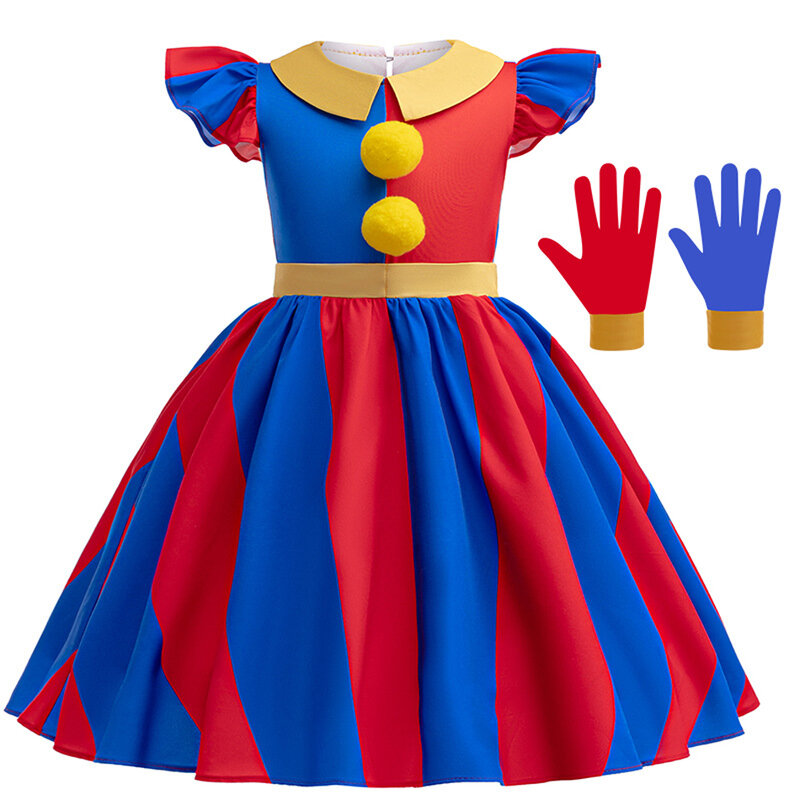 The Amazing Digital Circus Cosplay Costume Kids Dress Halloween Circus Pomni Birthday Party Dress Baby Girl Dress 3-10Y