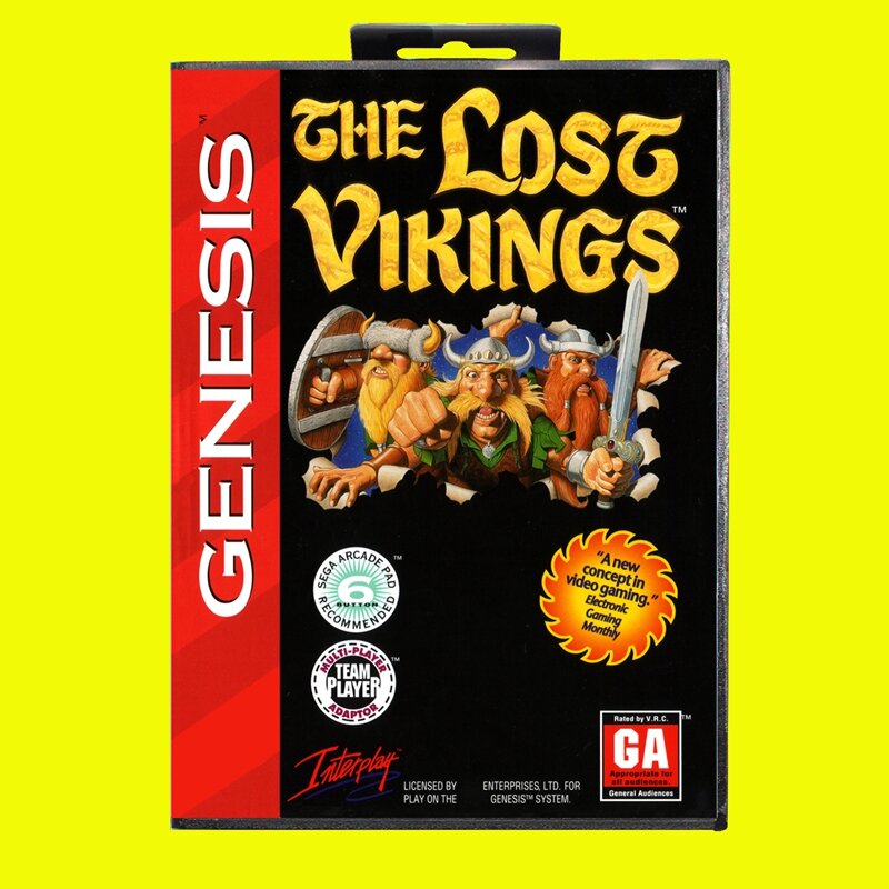 Lost Vikings MD Game Card 16 Bit USA Cover for Sega Megadrive Genesis Video Game Console Cartridge