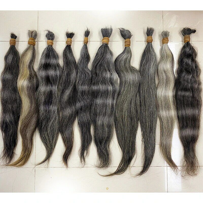Индийские свободные вьющиеся волосы для плетения, необработанные серые вьющиеся человеческие волосы для наращивания, необработанные плетеные волосы от доноров