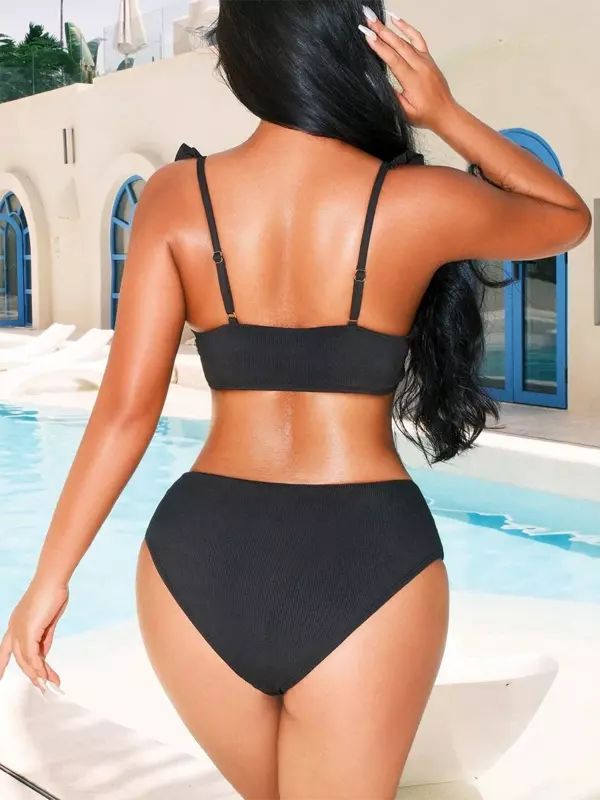 Seksowne prążkowane w paski strój kąpielowy Bikini kobiet 2024 dwuczęściowe stroje kąpielowe z wysokim stanem zestawy Bikini damskie kostium kąpielowy Push Up Monokini