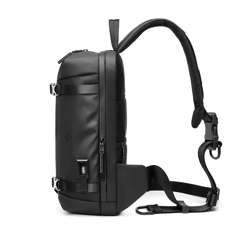Tas dada pria, tas bahu luar ruangan dengan Port USB, tas selempang Oxford tahan air untuk IPAD 9.7 inci desain tren