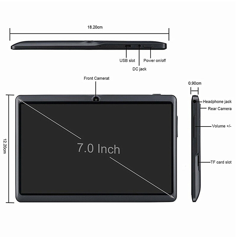 Android 10 Q8 7 "Tablet Ddr3 2Gb Ram 16Gb Rom Allwinner A33 Quad-Core 1024*600 Pixels Dual Camera Dc Oplader